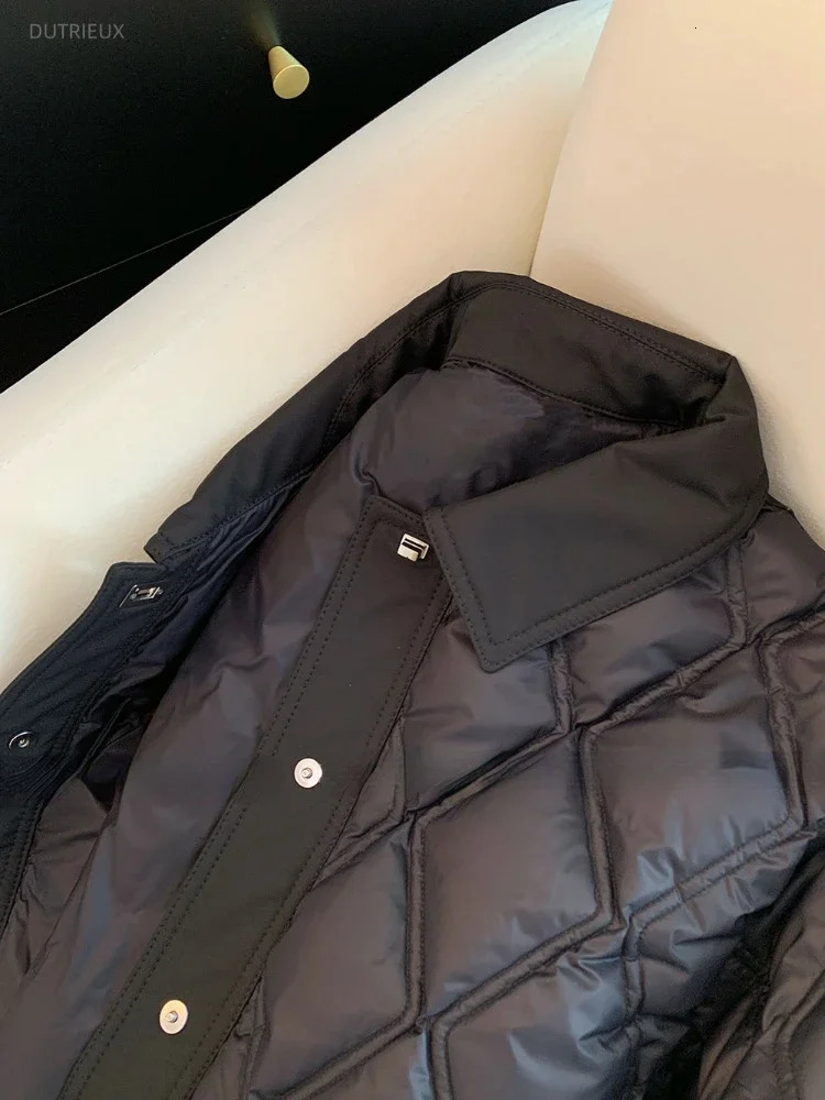 Fashion Solid Leisure Diamond Thick Warm Womens Park Winter Single Chest Retro Jacket Y2K Fully Matched Loose 241010