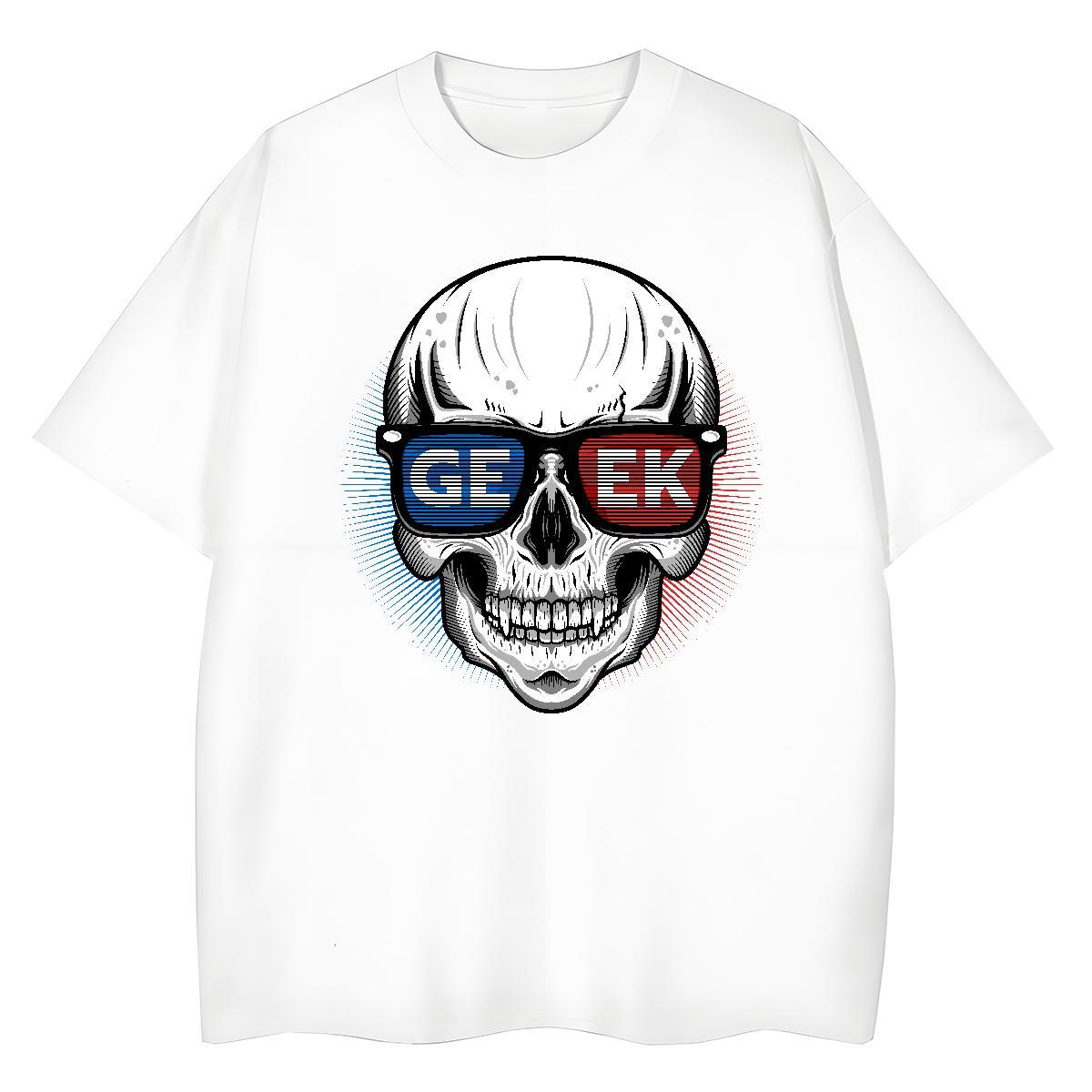 Casual New T Shirts Women 230g Cotton Breathable Short Sleeve Street Casual skull Woman Tshirt Popular Anime Print Tshirts