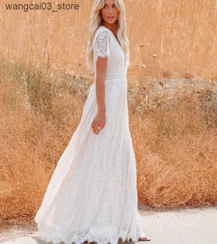 Maternity Dresses New Autumn Maternity Dresses Summer Women V Neck White Lace Short Sleeve Pregnant womens photography dress Pregnancy Dresses L240910