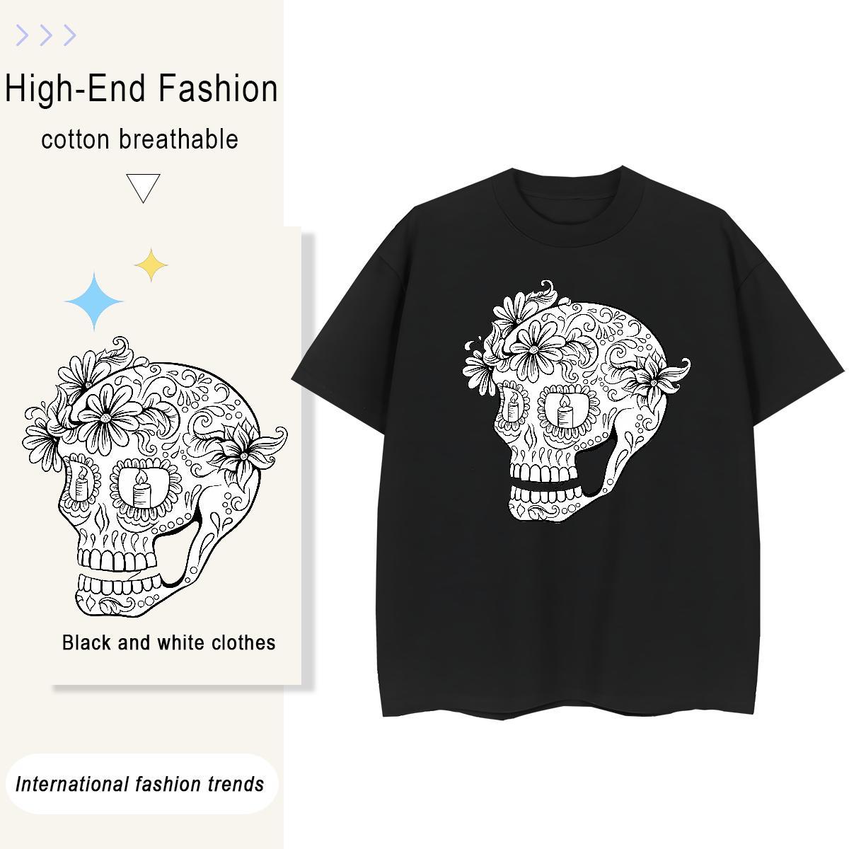 Classic T Shirts Women 230g 100% Cotton Breathable Crew Neck Casual skull Womens Tshirts Designer Customized Tops