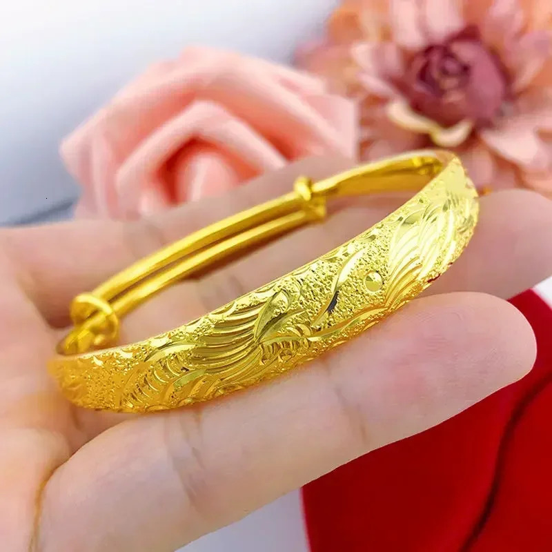 Real gold 24K bracelet 999 wedding gift 18K gold becomes a wealthy woman in seconds 240929