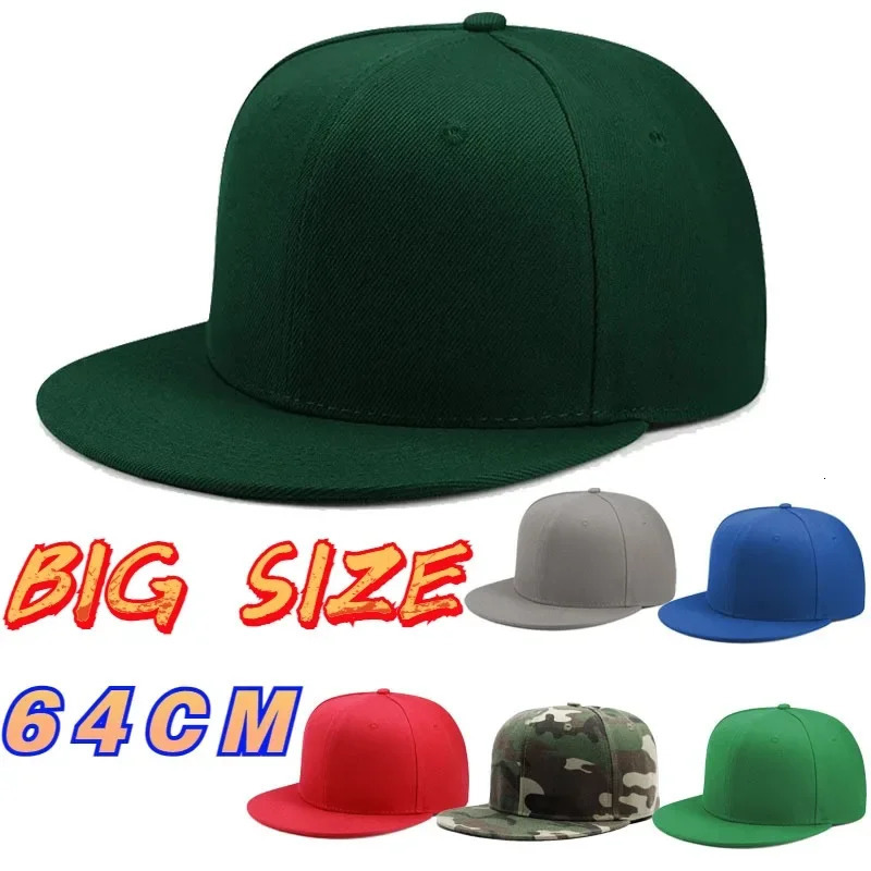 Big Bone Mens Plus Size 64cm Baseball Hat Adult Flat Hip Hop Set Snap Cap 60cm 62cm 241009