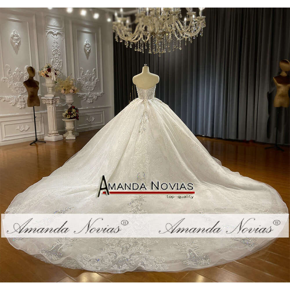 Strapless Colorful Sequin Lace Wedding Dress Wedding Dress Ball Gown Sweetheart Off The Shoulder Sequins or-Length Princess Bride Vestido De Noiva Cus