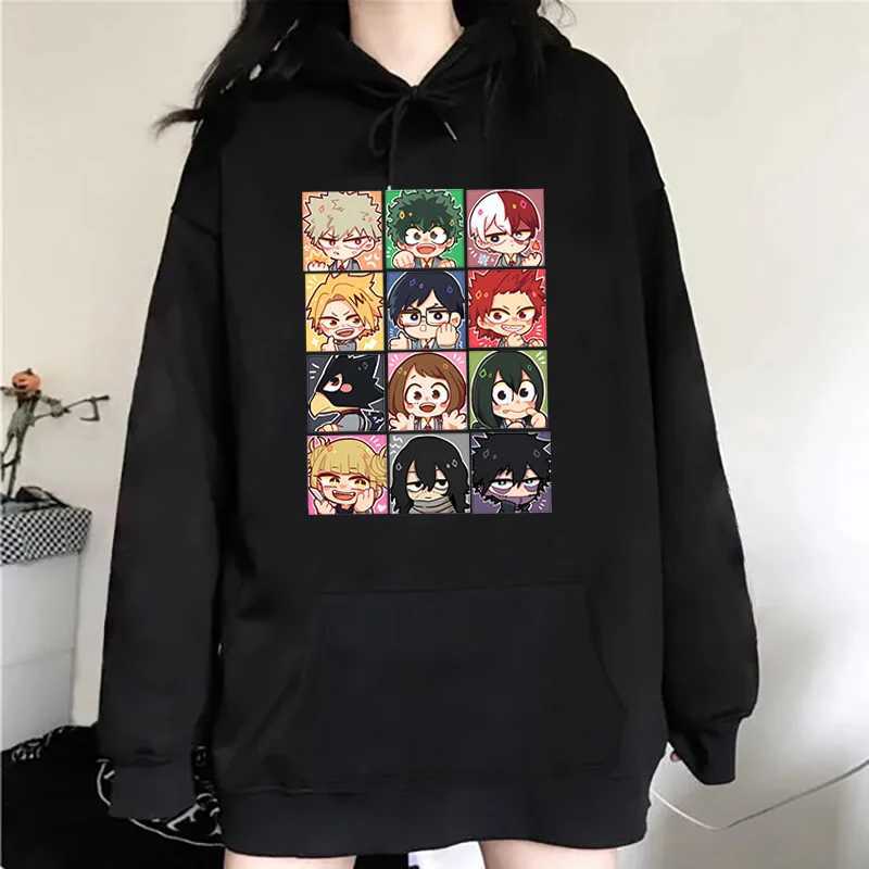 Cartoon Deku Todoroki Shoto Bakugou Katsuki Hoodies My Hero Academia Autumn Winter Long Sleeves Fleece Sweatshirt Street Hoody LX241011