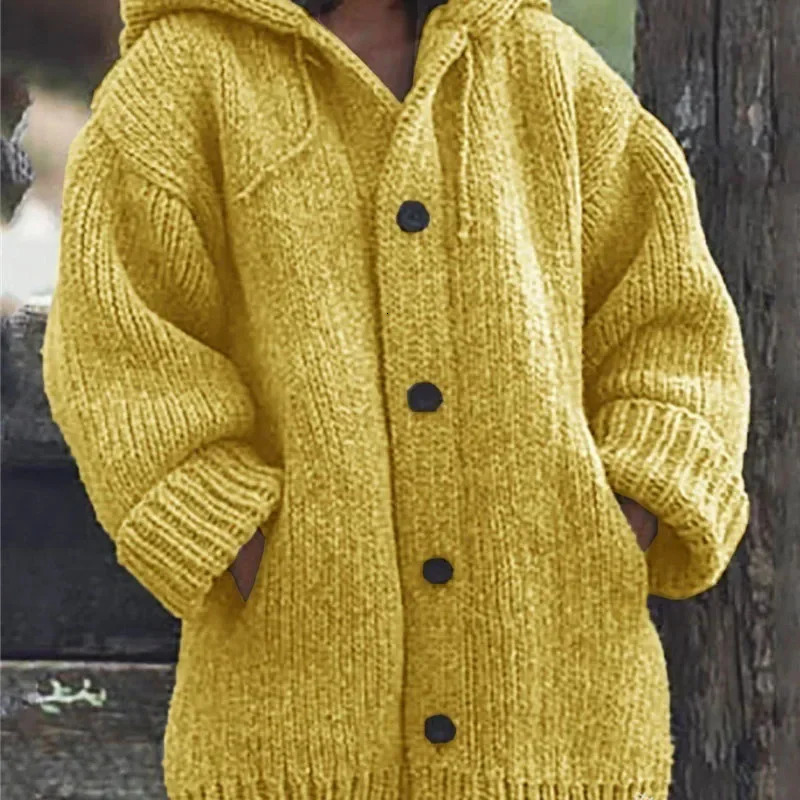 Autumn Winter Women Cardigan Sweater Coats Fashion Female Long Sleeve Vneck Loose Knitted Jackets Casual Cardigans 241007