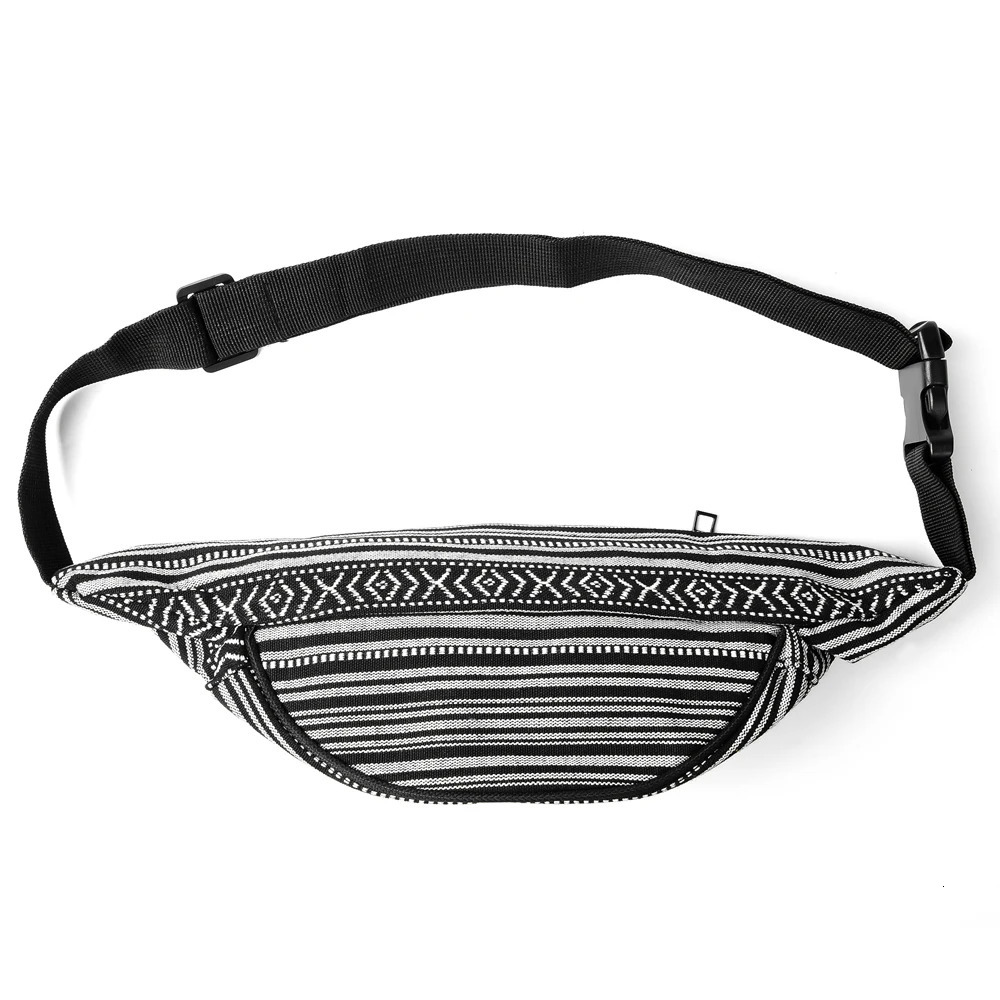 Annmouler Bohemian style womens waist bag fabric Fanny Pack high-quality retro phone bag 2 pockets travel waist bag 241008