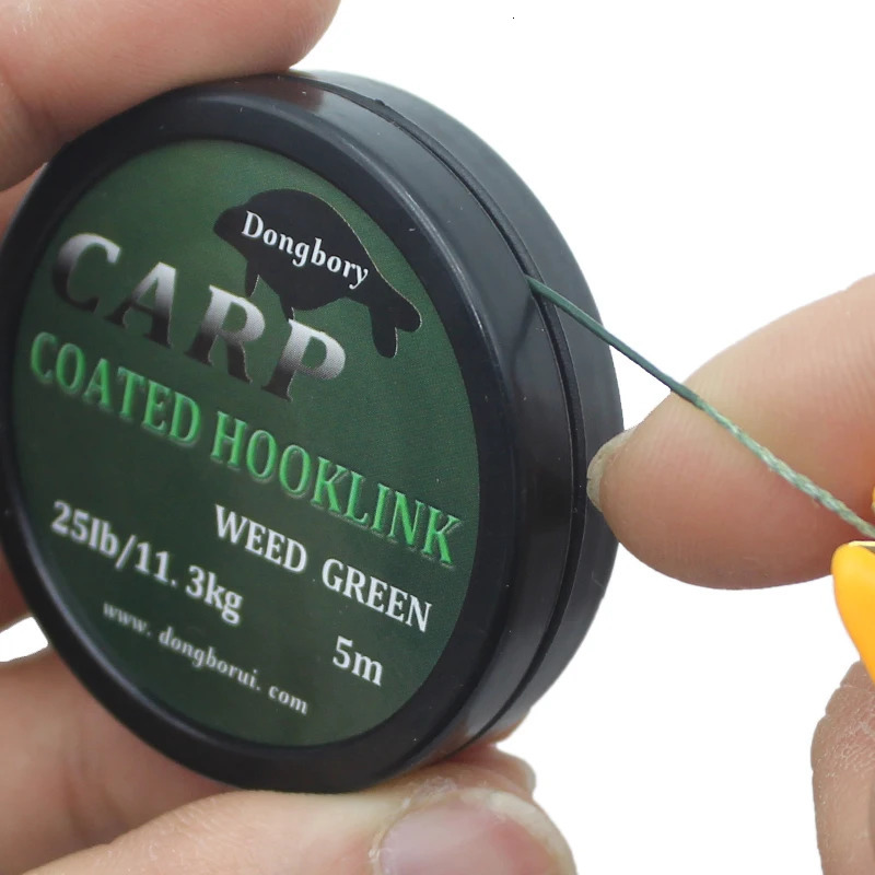 1PCS 5m Carp Fishing Line Hook Link Coated Hooklink Braid for Hair Rig 15IB 25IB 35IB Coarse Tackle 241007