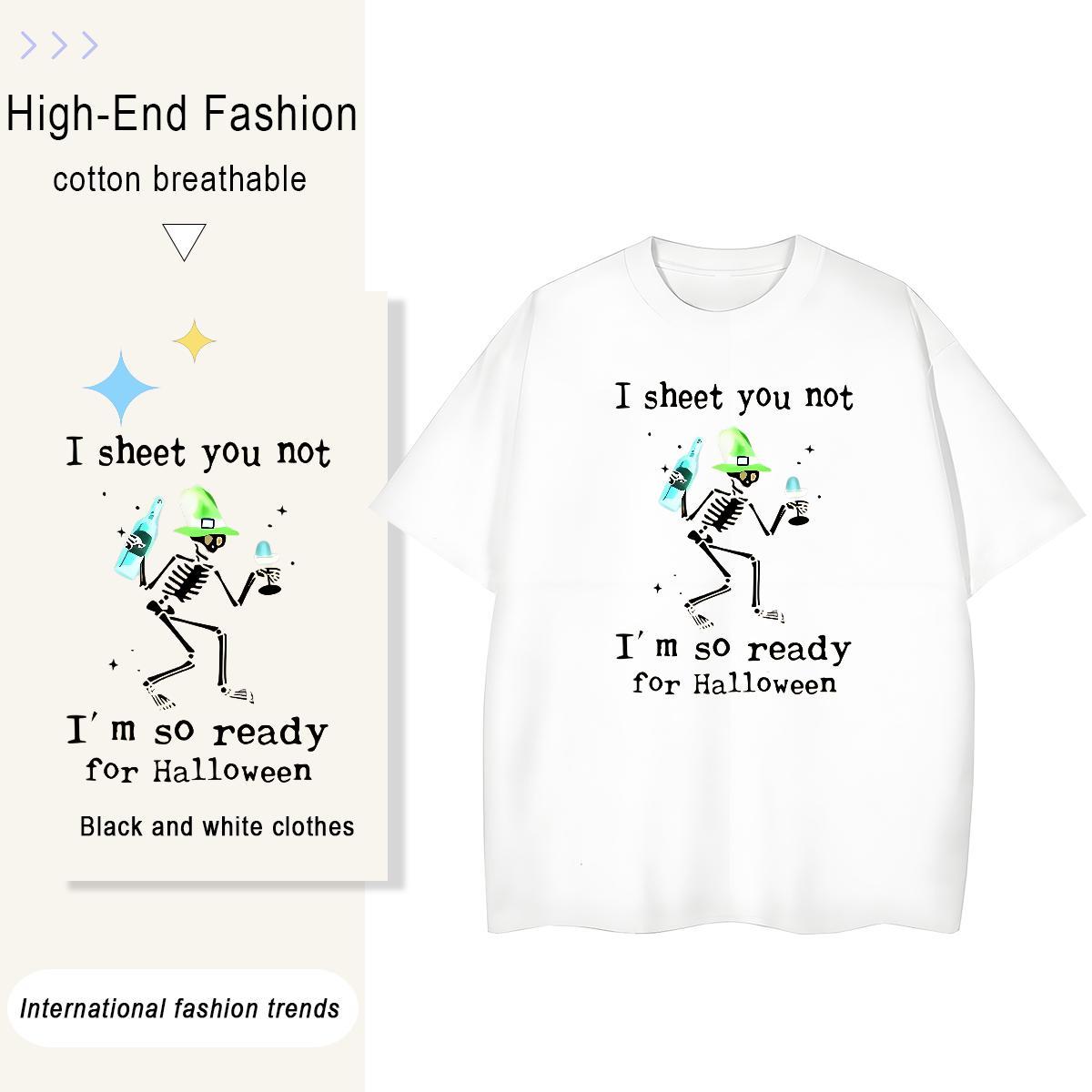Fashion Casual T shirt 230g 100% Cotton Short sleeve Soft Hip Hop halloween Unisex Tshirts Loose fit DIY Printed Tee Shirt