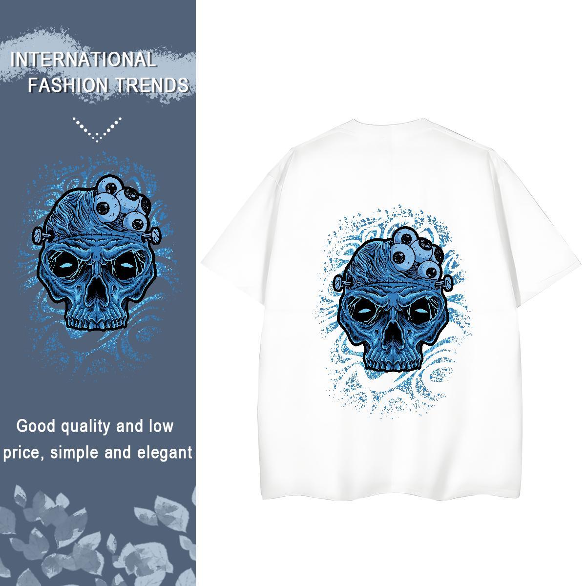 New Arrival Women T Shirts 100% Cotton 230g O-Neck Short Sleeve Casual skull Womens Tshirts Female Oversized Top Tees