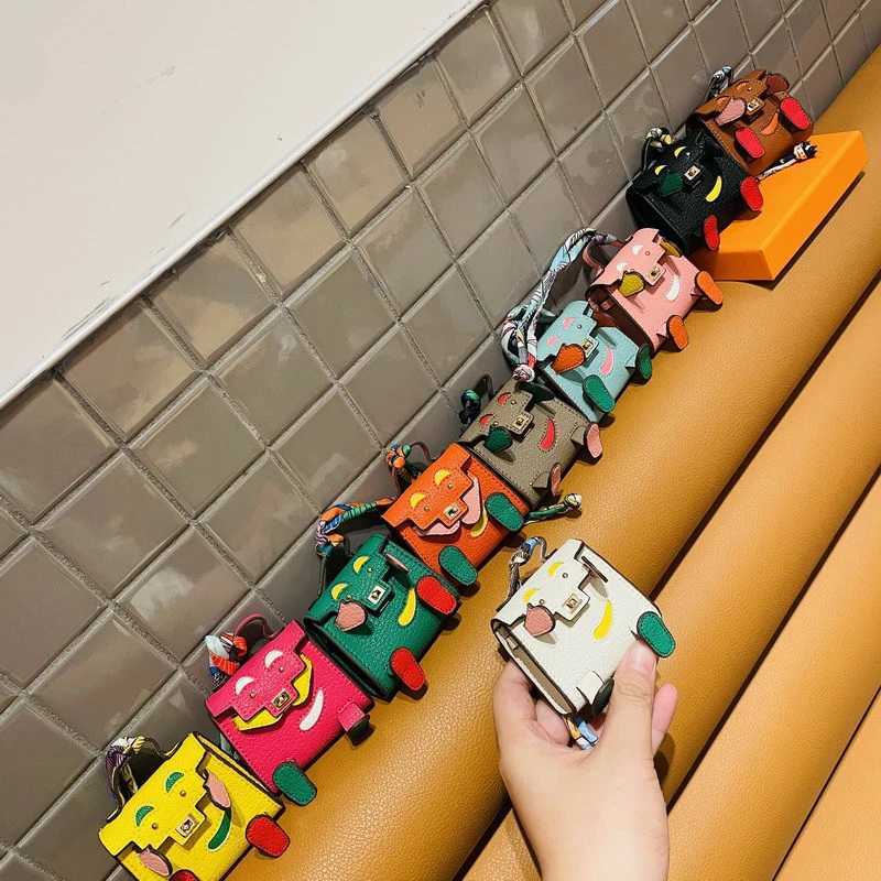 Keychains Lanyards Handmade Mini PU Leather Handbag Decoration Pendant Bag Earphone Box Tren Key Charm Mini Wallet Support Terms J241010