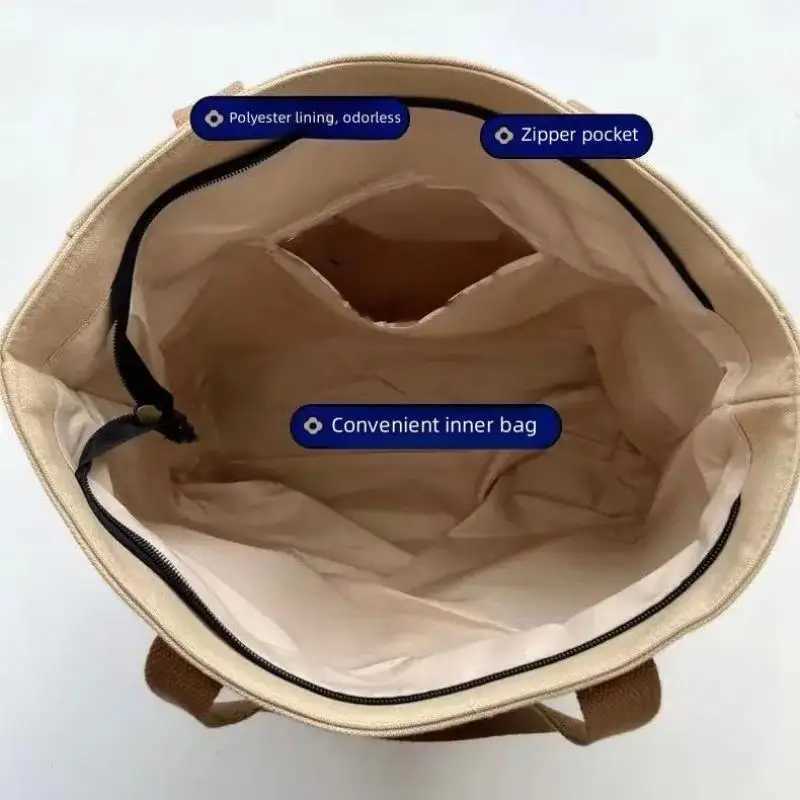 New canvas handbag for women large capacity shoulder bag student level commuting handbag womens casual handbag Y241011