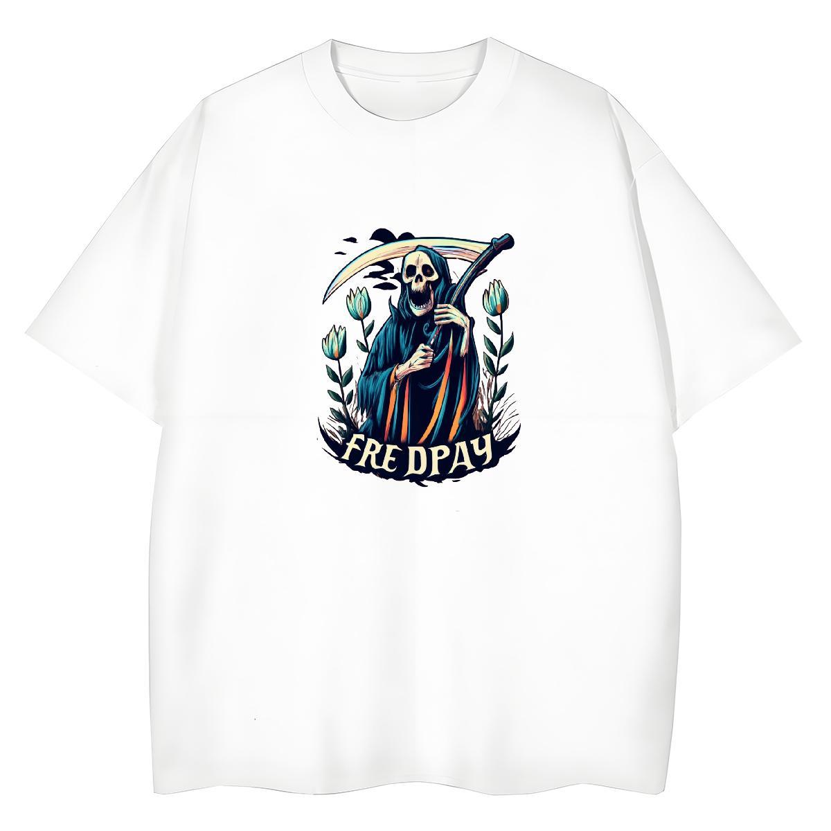 2024 Women T Shirts 230g Pure Cotton Breathable Crew Neck Casual Beach skull Womens Tshirts Free Shipping Customized Print Tee Shirt