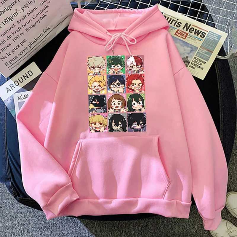 Cartoon Deku Todoroki Shoto Bakugou Katsuki Hoodies My Hero Academia Autumn Winter Long Sleeves Fleece Sweatshirt Street Hoody LX241011