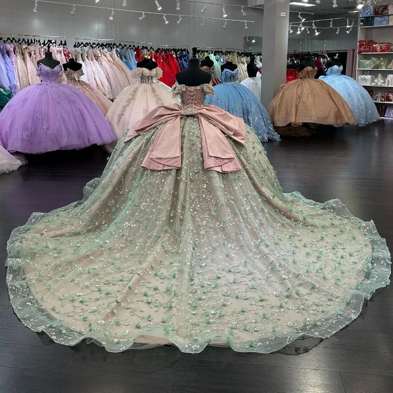 Sexy Off the Shoulder Quinceanera Dresses Ball Gown Appliques Lace Beading Sequins Sweet 16 Dress Vestido De 15 Anos