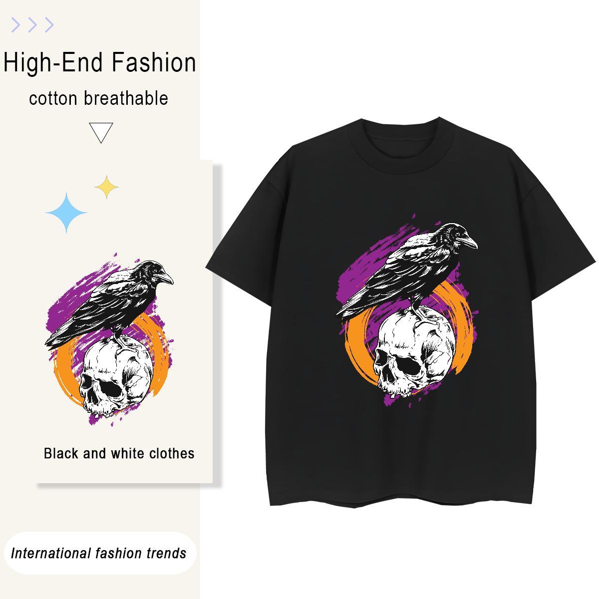 Factory Direct T-Shirts 230g Pure Cotton Breathable Soft Sports Street Wear skull Couples T Shirts Free Shipping Customized Print Clothes Shirt