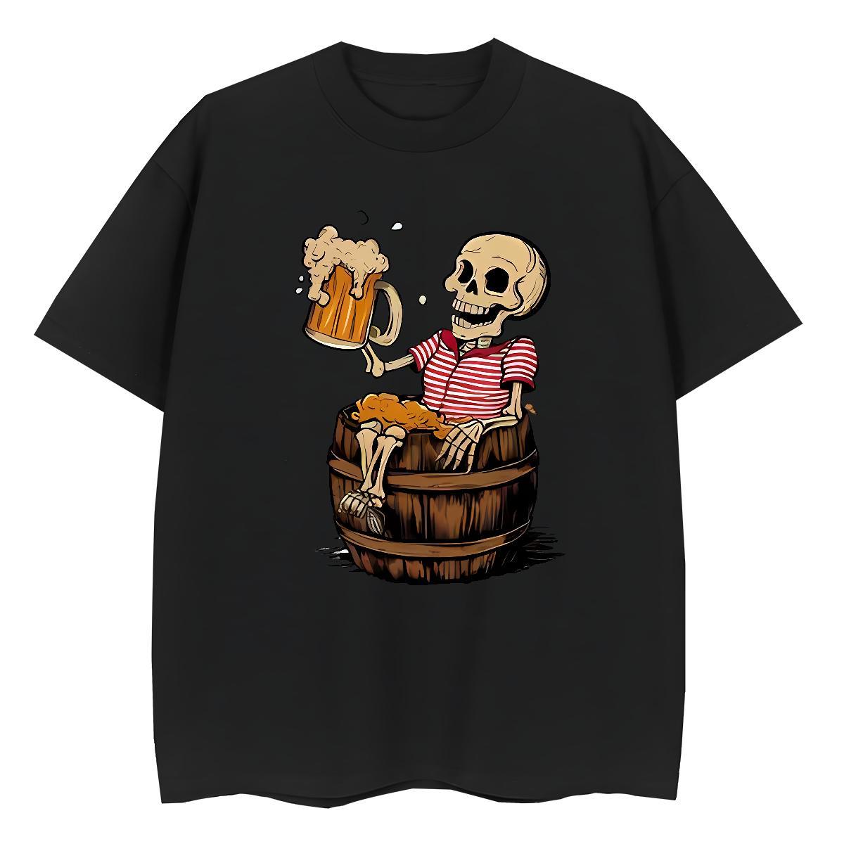 New T-Shirts for Women 230g Pure Cotton Crew Neck Breathable Street Wear skull Lady T shirt Brand Custom Print Oversized Polos