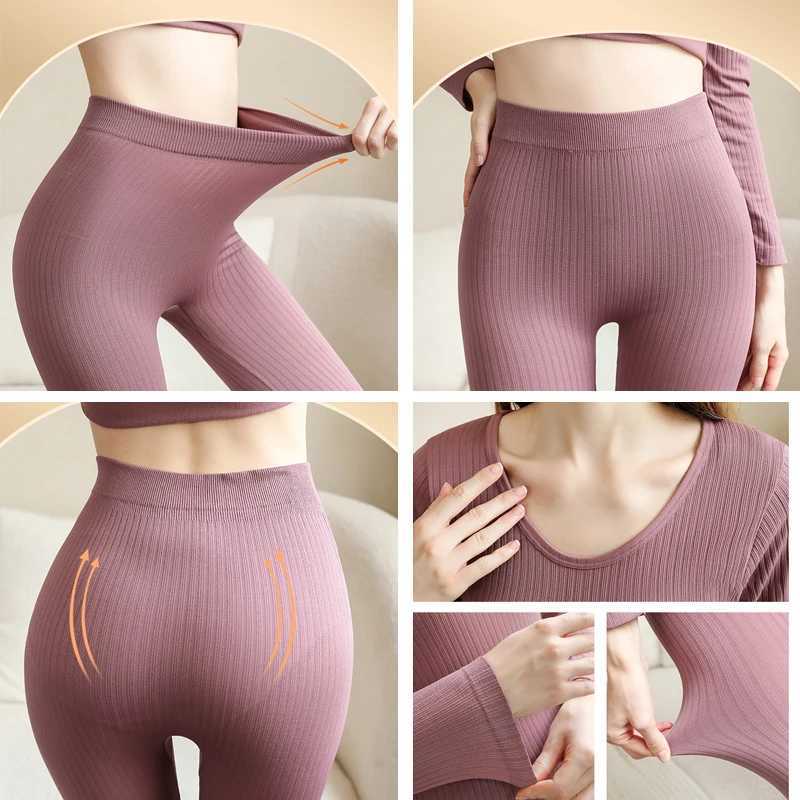 Womens Thermal Underwear Womens Hot Underwear Winter Long Sleve Winter Clothing Seamless Hot Underwear Close fitting Set Womens Thick 2piece Slepwea Y