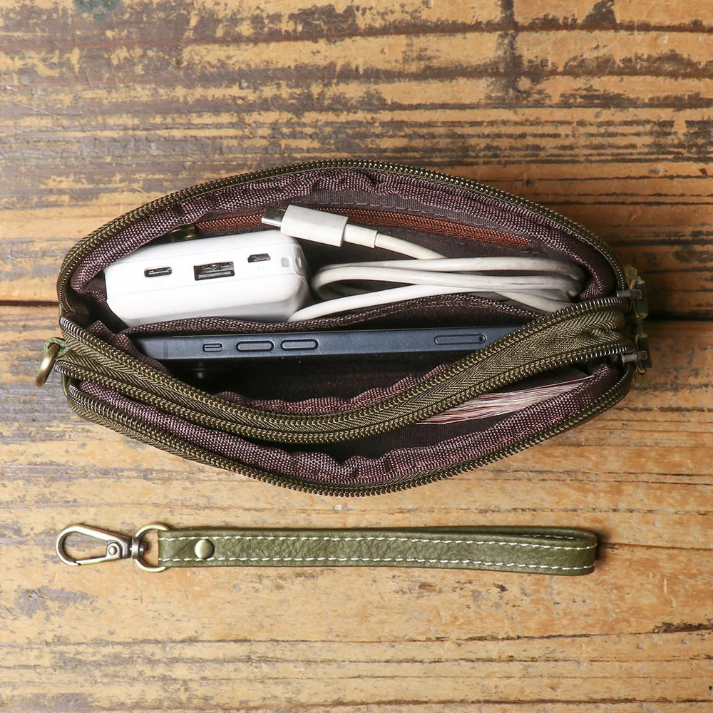 ROOG womens leather clutch bag fashionable fruit green top denim coin wallet large capacity zipper wrist 241008