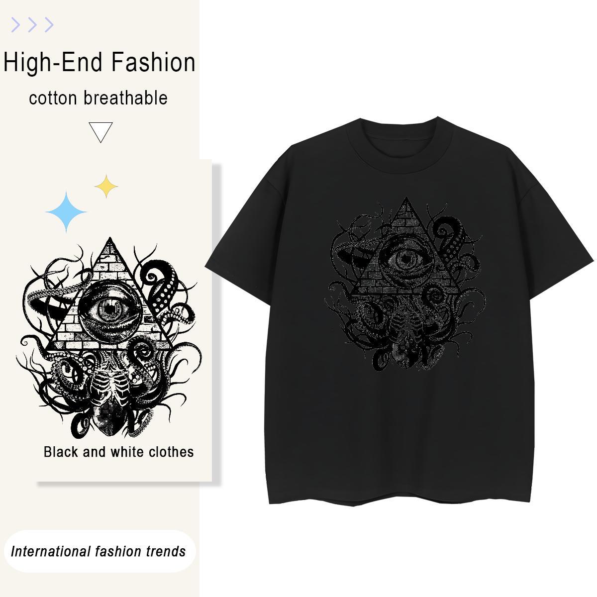 2024 Womens T Shirts 100% Cotton 230g O Neck Short Sleeves Casual Beach eye of the devil Womens Tshirts Loose fit Oversized L-4XL Tees