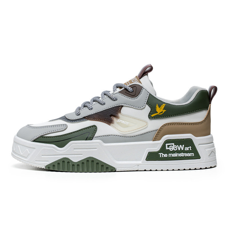 2024 New Thick Soled Low Top Leather Waterproof Hong Kong Style Outdoor Sports Shoes