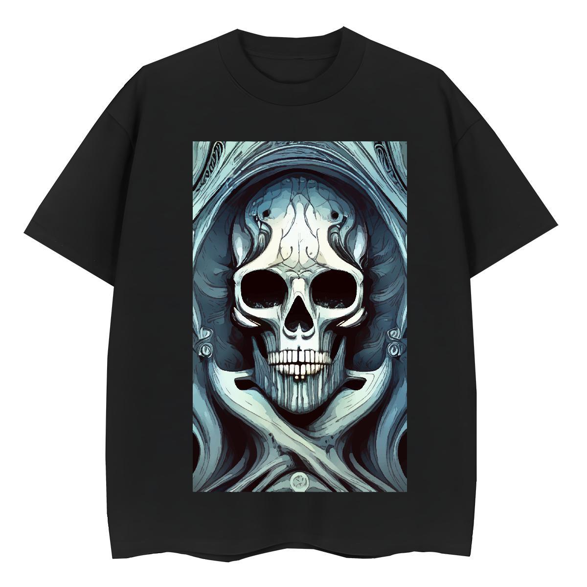 Custom T-Shirts 230g Cotton O-Neck Short Sleeve Sport skull Couples T Shirts Loose fit Cartoon Floral Printing Tops