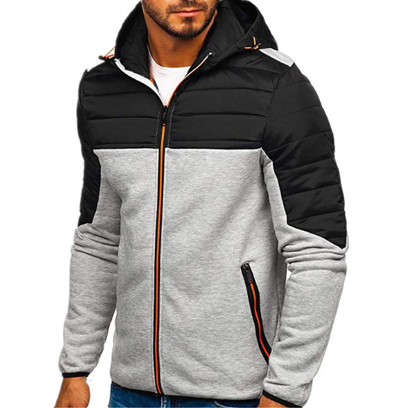 Mens Hoodies SpringAutumn Casual LongSleeve Zip Up Hoodie Men Sweatshirt Patchwork Hooded Sweatshirts Streetwear Hoody Cardigan 241011