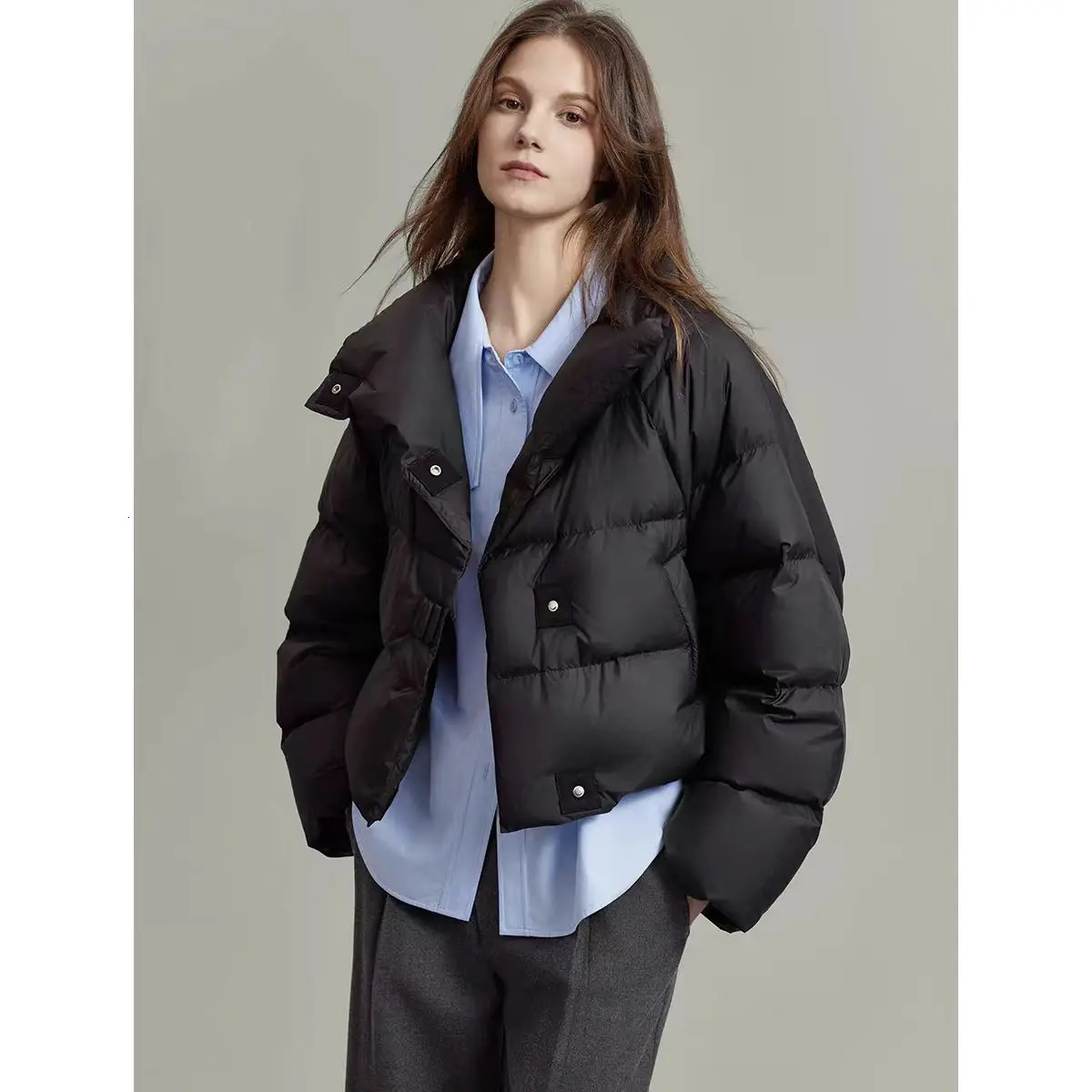 2024 winter clothing womens brown cotton jacket short Korean style thickened coat 240930