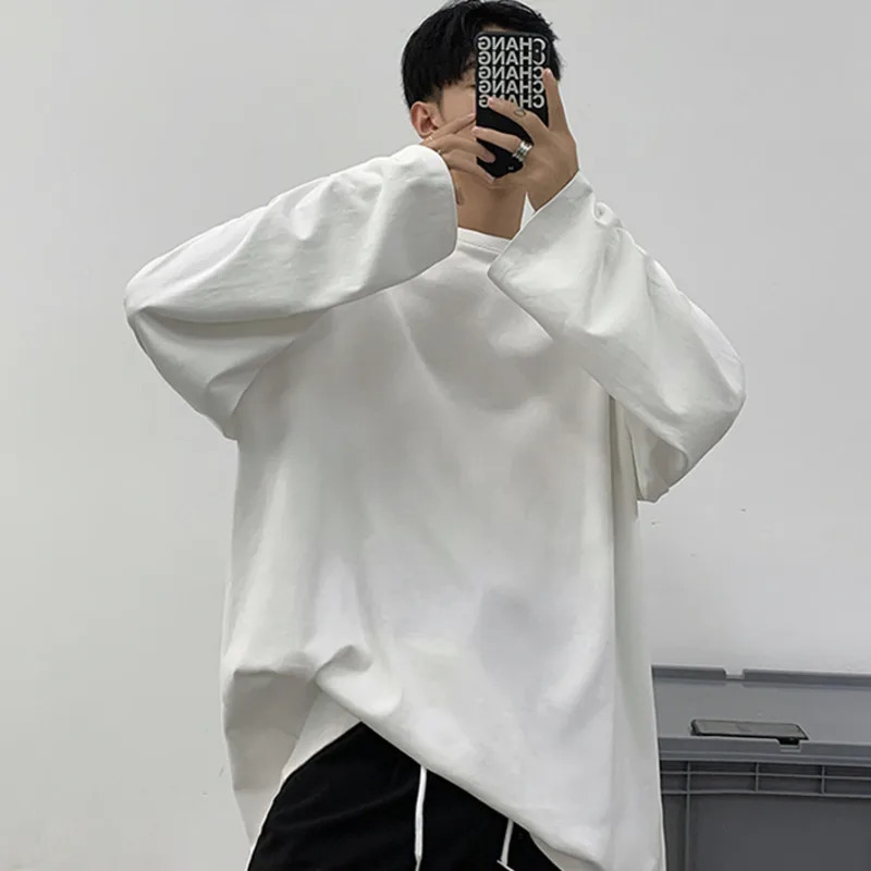 Privathinker Pure Cotton Mens Long Sleeve T-shirts Multicolor Casual Tops Large Size Unisex Tees Shirt 241011