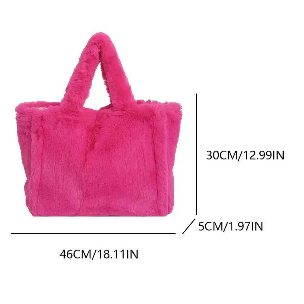 Women Plush Shoulder Bag Large Capacity Soft Handbag Solid Color Cute Underarm Travel Work 241011