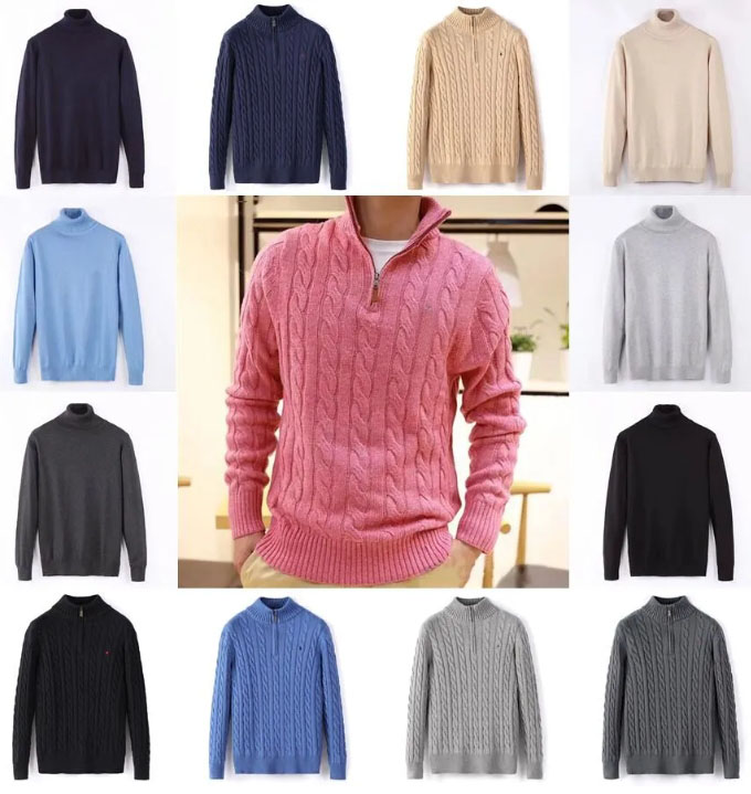 2025 Mens Sweaters Autumn Wool Casual Pull Half Zip Polo Cardigan Jacket Winter Long Sleeve Sweater Pullover Women fhz