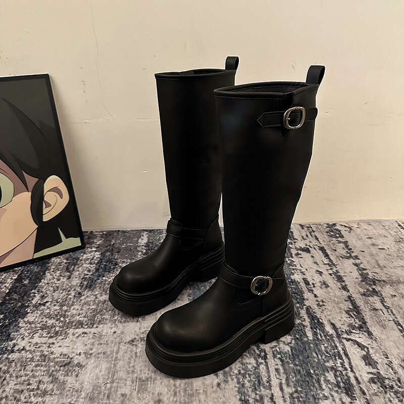 Designer Boot Versatile Thick Heel Tall Boots For Women 2024 Autumn/Winter New Style Belt Buckle Brown Small Thick Bottom Boots Knight Fashion Boots F