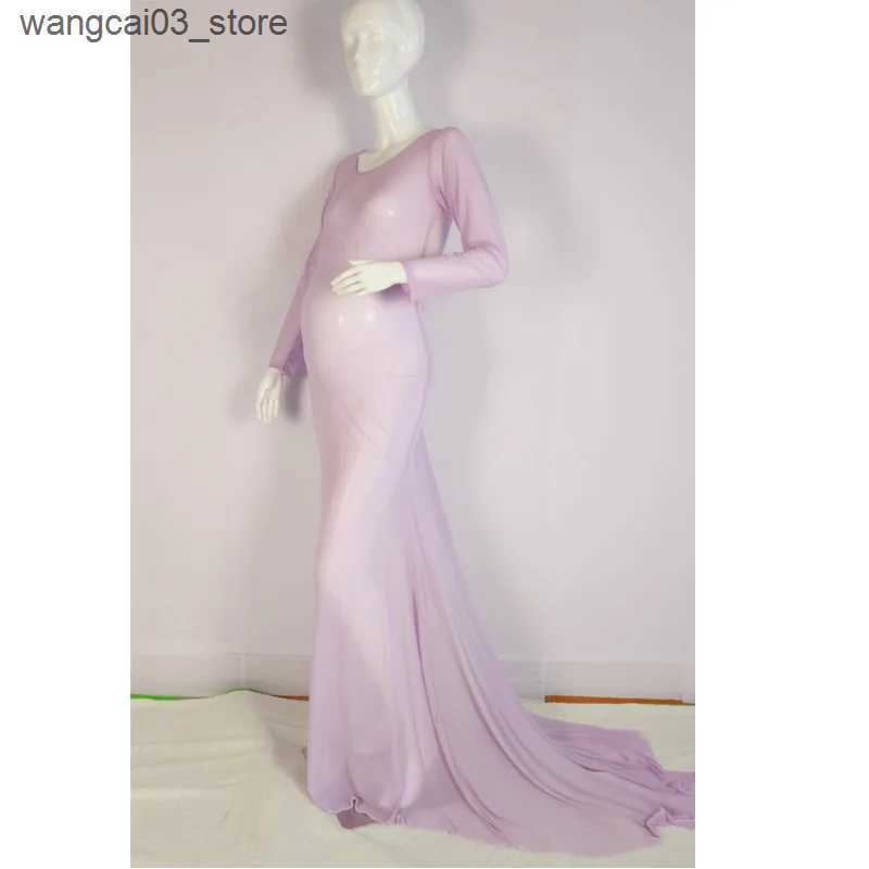 Maternity Dresses Tulle Bodysuit Pregnancy Dress Mesh Fabric Long Sleeve Stretch Women Maternity Outfit Slim Fit Style Skirt For Photo Shoot L240910