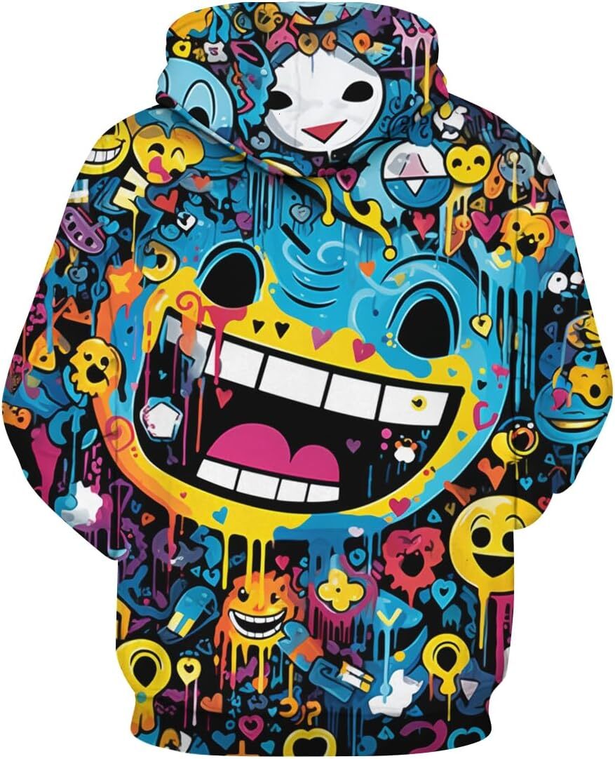 Hoodie for Mens Womens Men Women Graffiti Hoodiie Funny Graphic Hip-Hop Hoodie Novelty 3D Printed Long Sleeve Graphic keep warm
