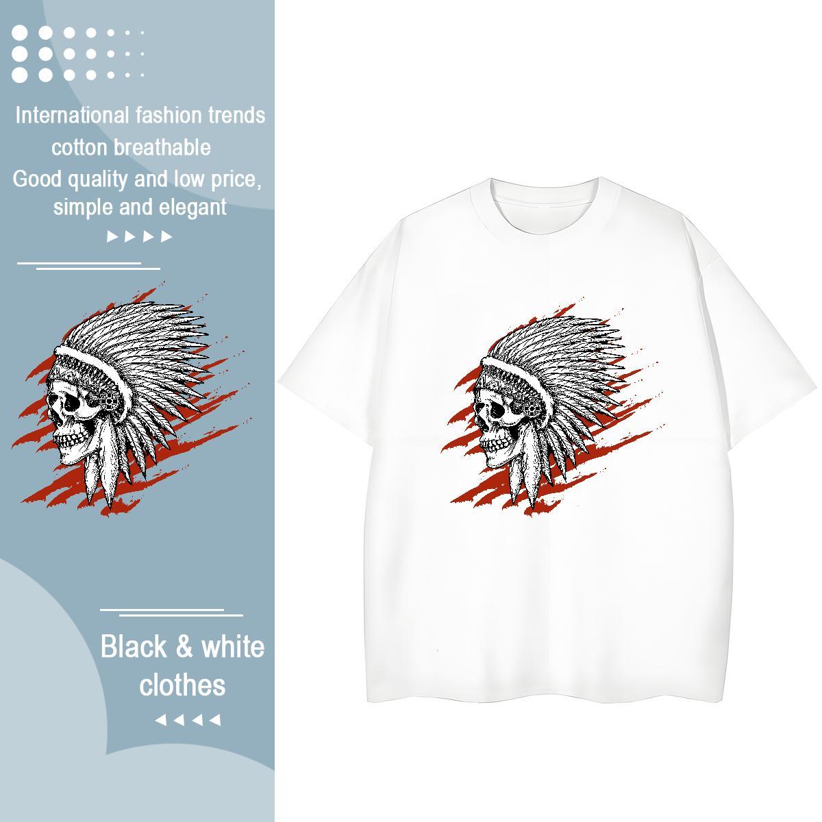 Fashion New Woman T Shirts 230g 100% Cotton Round Neck Short Sleeve Beach skull Women Tees Wholesale Cartoon Anime Clothings