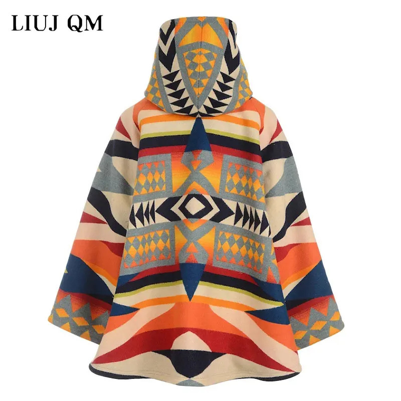 13 color womens wool coat printed hooded wool coat womens long sleeved loose fit coat womens coat and jacket winter autumn 241007