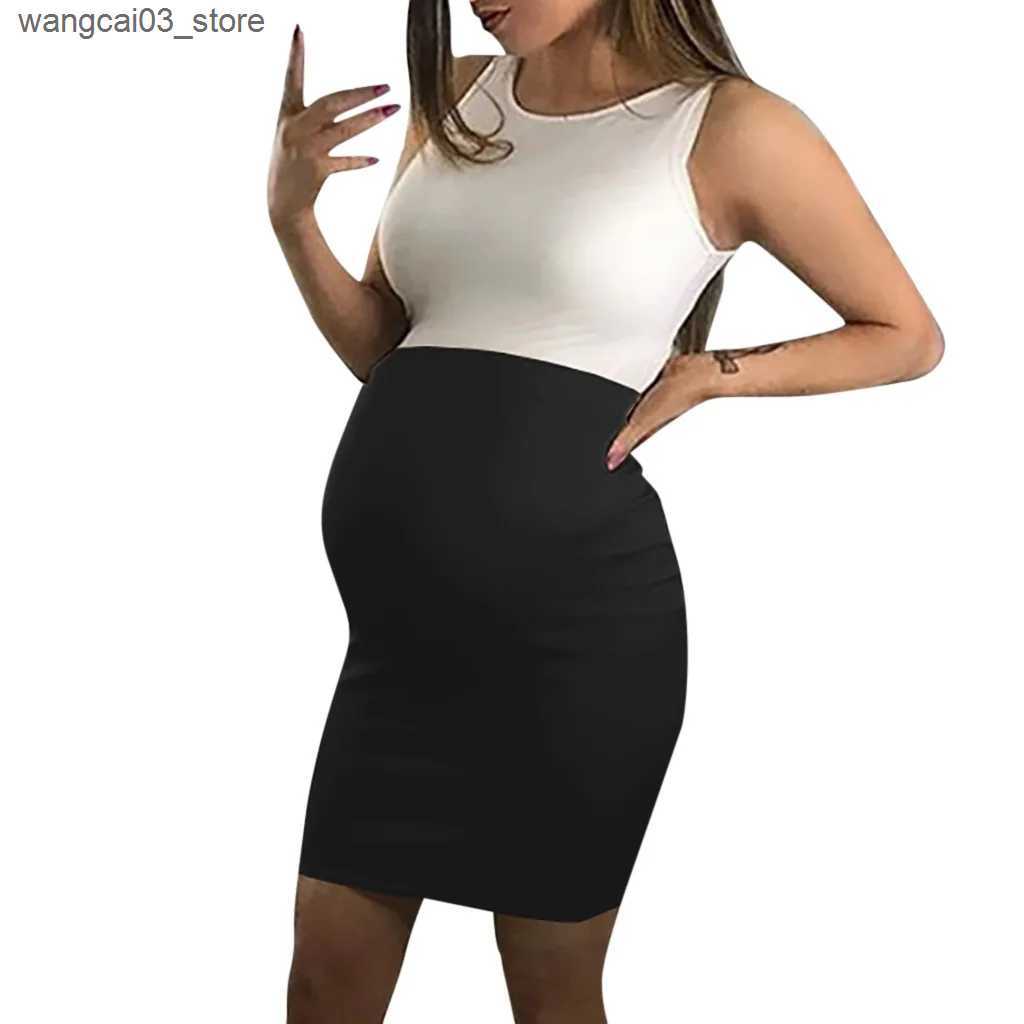 Maternity Dresses Maternity Clothes Premama Straight Sleeveless Dress Summer Pregnant Women O-Neck Hip Wrap Dress Skirt Vestido Pregnancy Clothing L24