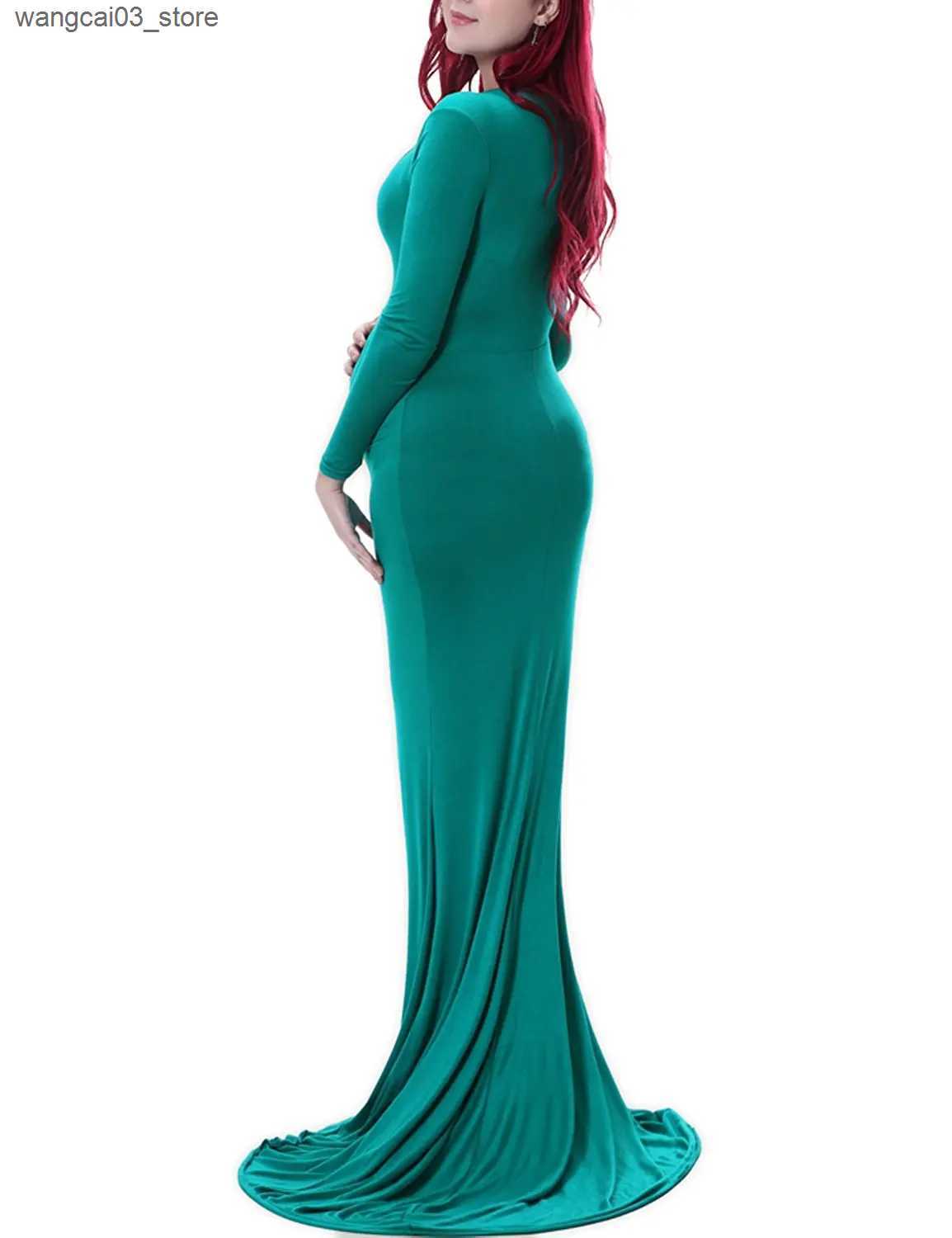 Maternity Dresses New Shoulderless Maternity Dresses Photography Props Sexy Black Green Gown For Pregnant Women Long Pregnancy Dress Photo Shoots L240