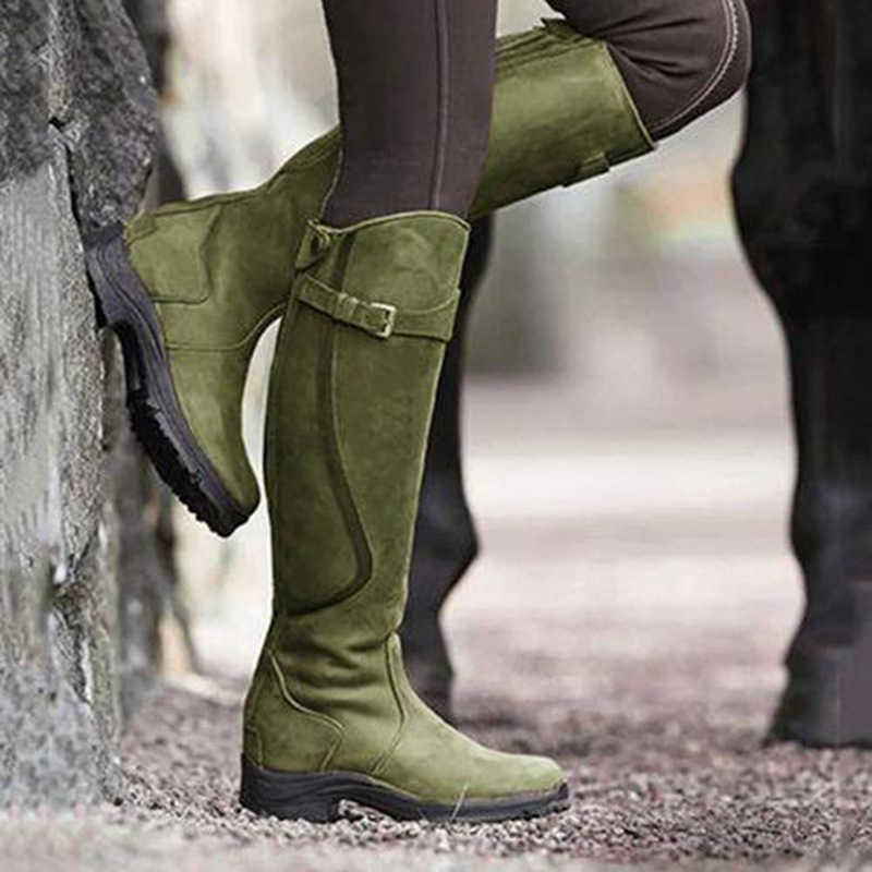 Autumn Winter Martin Boots Tall Long Flat Round Head Fashion Boots Womens Leather Snow Ankle Boots Women Shoes 240826