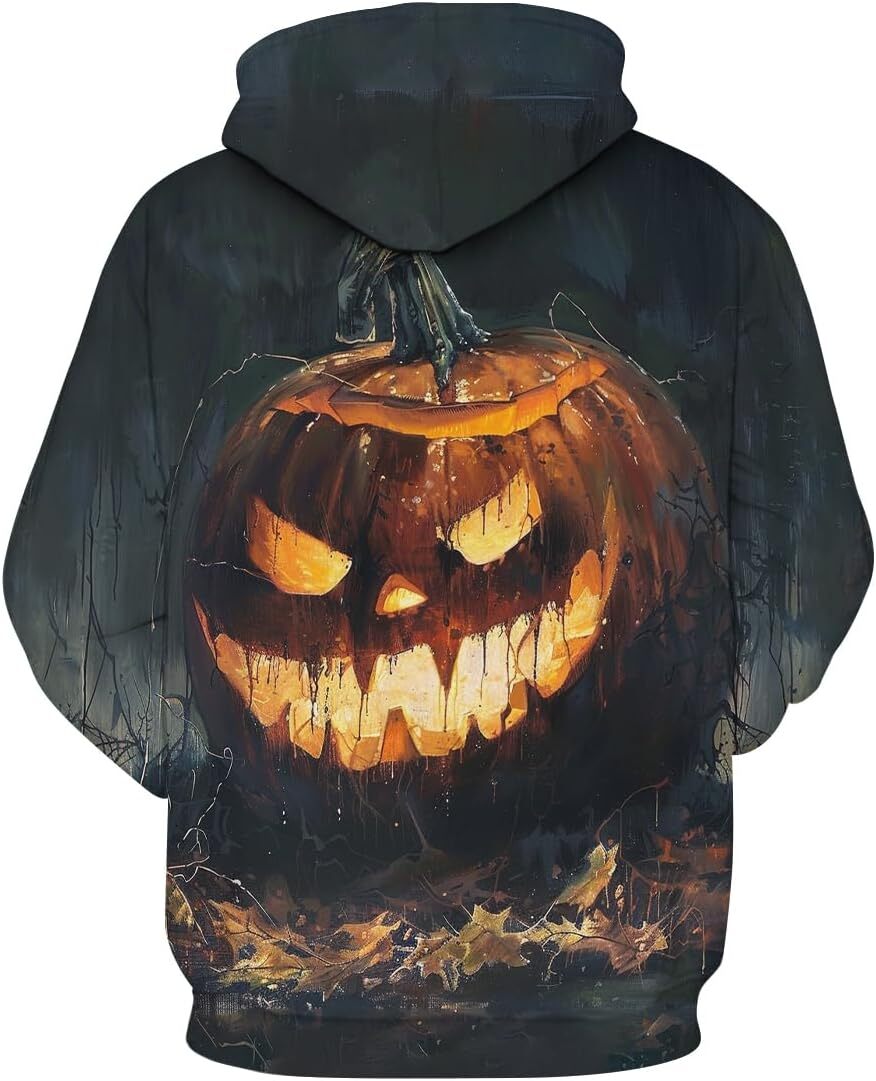 Hoodie for Mens Womens Mens Halloween Novelty Hoodies Pumpkin Skull Printed Long Sleeve Sweatshirt Casual Pullover Shirts Graphic
