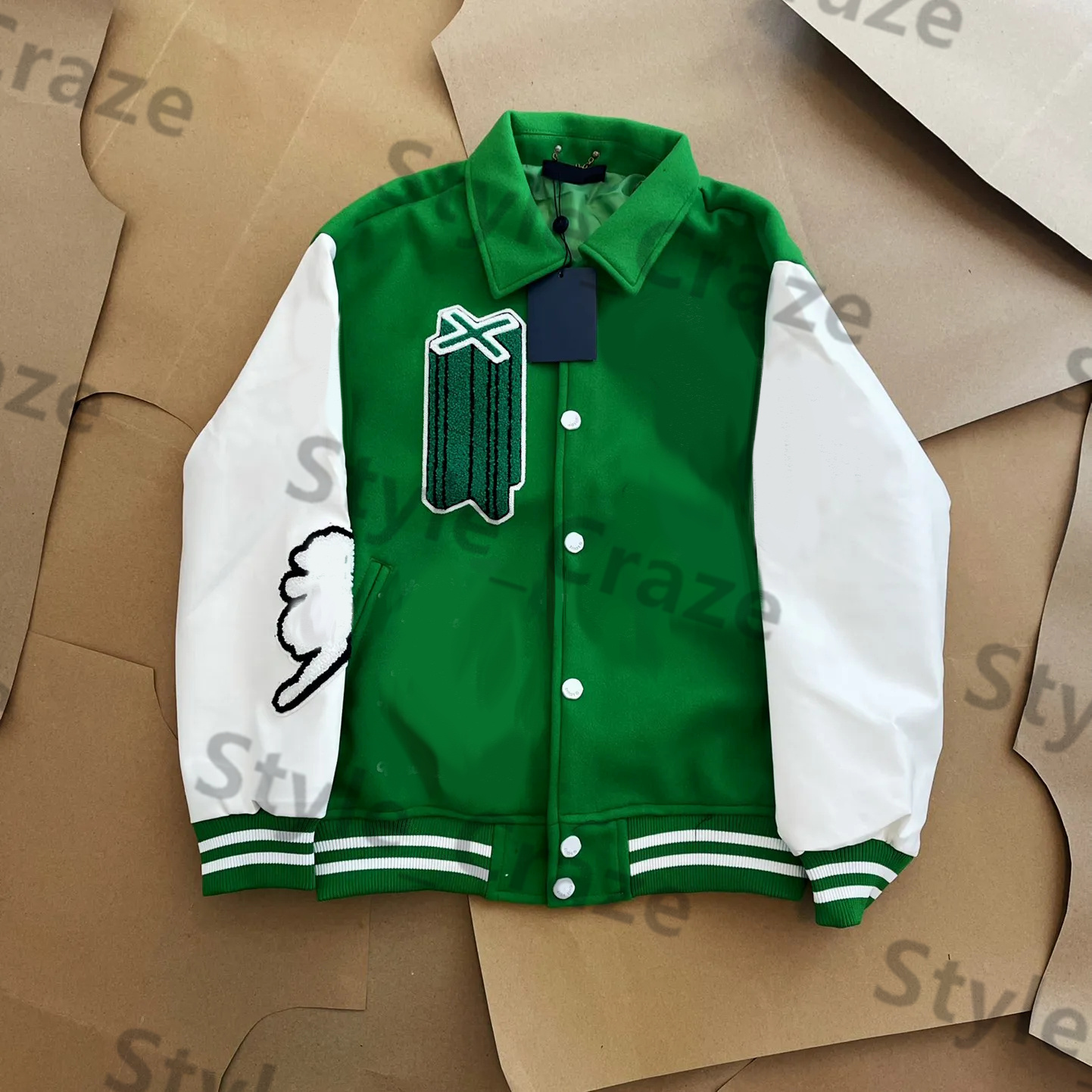 Men's Jackets Fashion Brand embroidery Long Sleeve Autumn Varsity Casual warm bomber clothing Green Baseball Man's Hip Hop Jacket Loose