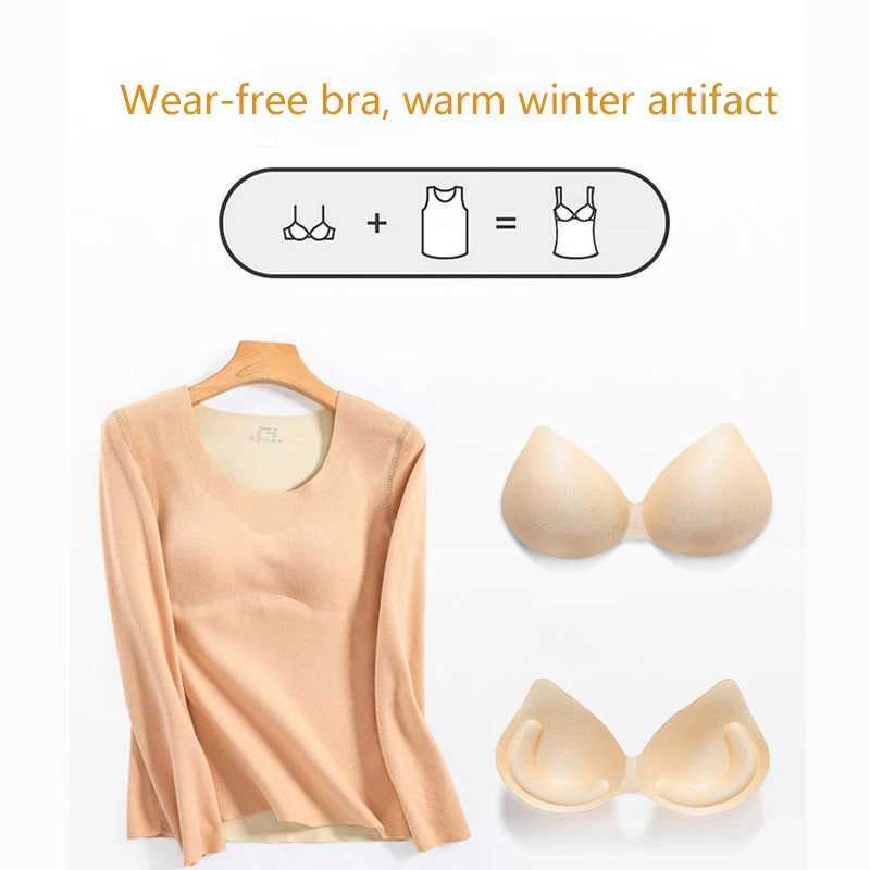 Womens Thermal Underwear Autumn Winter New Thermal Underwear Set Woman Seamless Warm Suit With Chest Pad Top Warm Pants Doublesided Heating Lingerie S