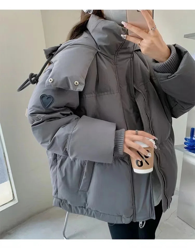 Winter Warm Casual Loose Parkas Womens Down Jacket Coats Pure Cotton Oversized Elegant Soft Thick Inflatable 241010