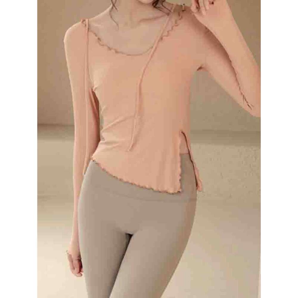 Tight fitness suit, women's quick drying sports top, spring and autumn long sleeved running T-shirt, elastic outer wear, slimming yoga suit