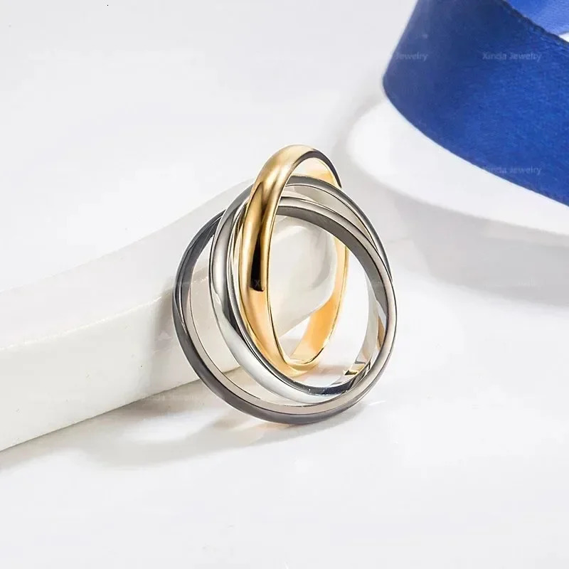S925 pure silver high-quality original three color ring simple fashionable ious couple jewelry 241009