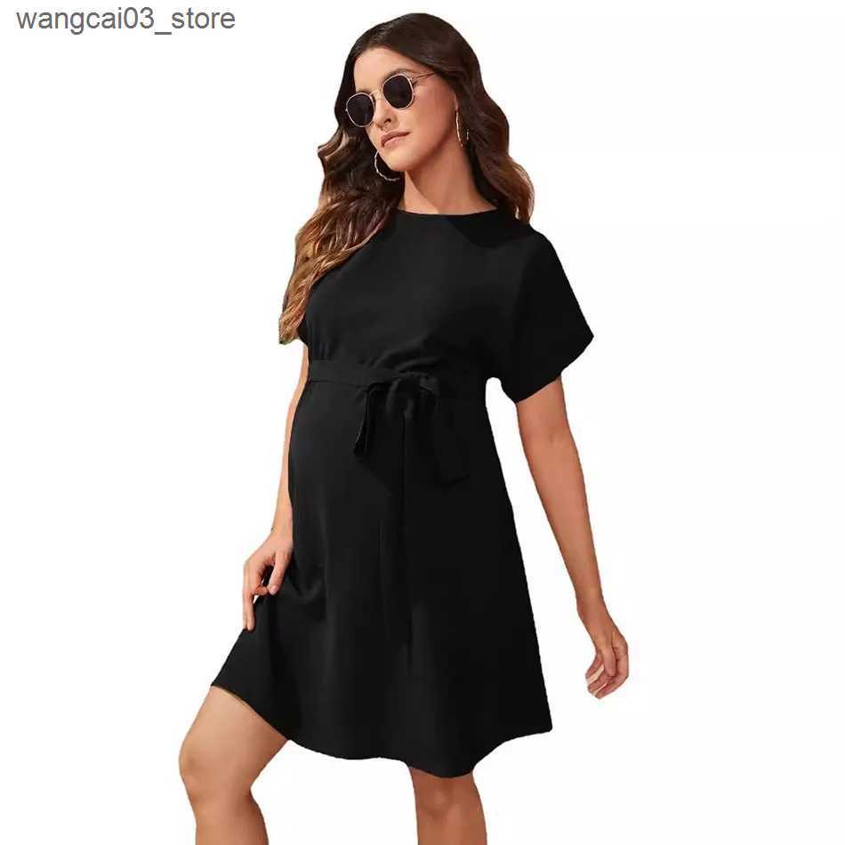 Maternity Dresses Casual and Comfortable Maternity Dress for Pregnant Women with a Tied Waist Modern and Stylish Expectant Mother Clothing L240910