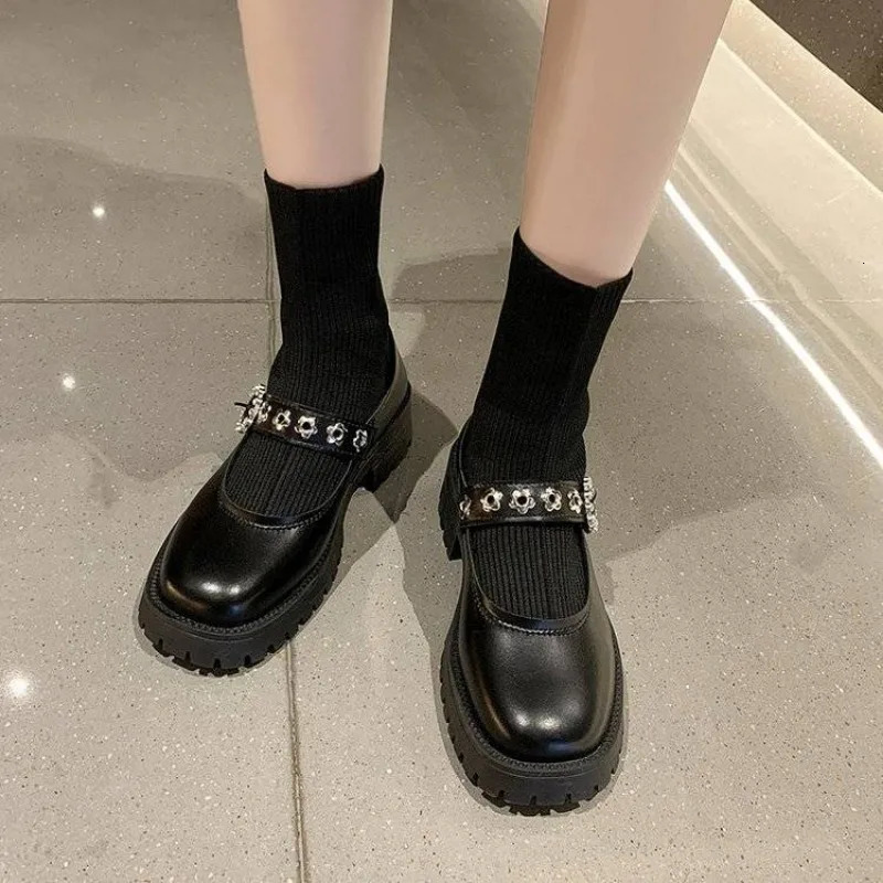 Shoes Kawaii Womens Socks Short Boots Elastic Boots Mary Janes Cute Womens Ankle Boots Lolita Winter Collection Y2k Pu 241007