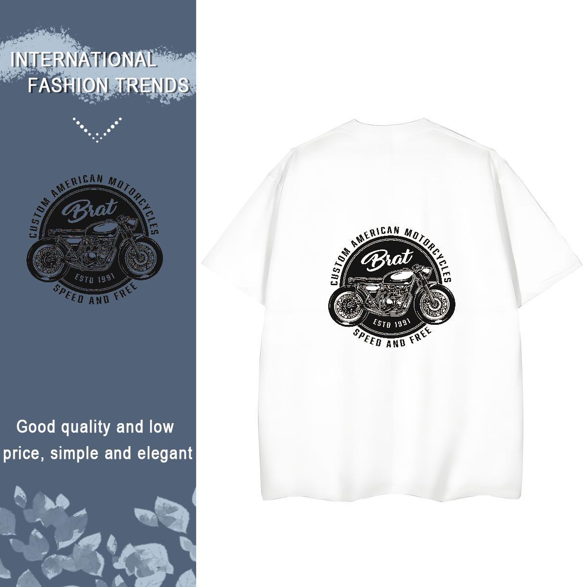 Stylist Woman T Shirts 230g Pure Cotton Short Sleeve O-Neck Daily Wear Motorcycle Womens Tshirts Loose Black Oversized Tee Shirt