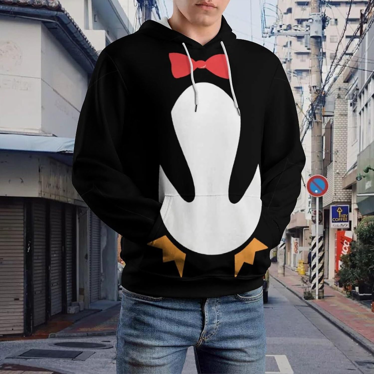 Hoodie for Mens Womens Cute Penguin Hoodie Funny Hoody Sweatshirts for Mens Kids Active Hoodies Graphic Hoodies sweatshirt Pullover Long Sleeve