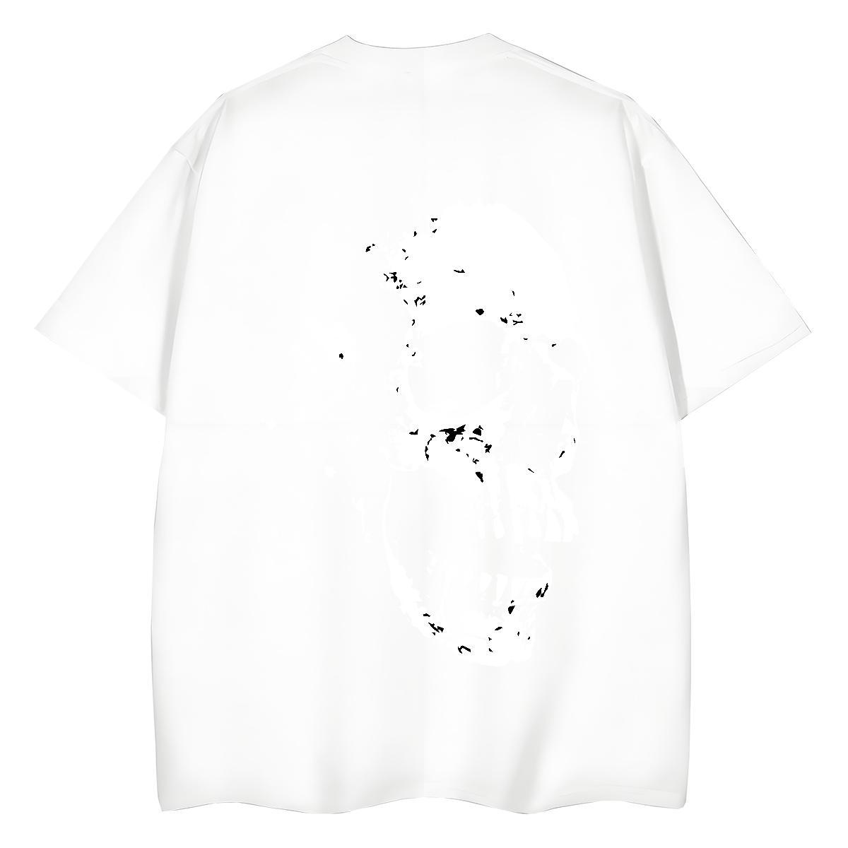 Fashion T Shirts Women 230g Cotton Round Neck Short Sleeve Street Wear skull Women Tees Brand Oversized Clothings