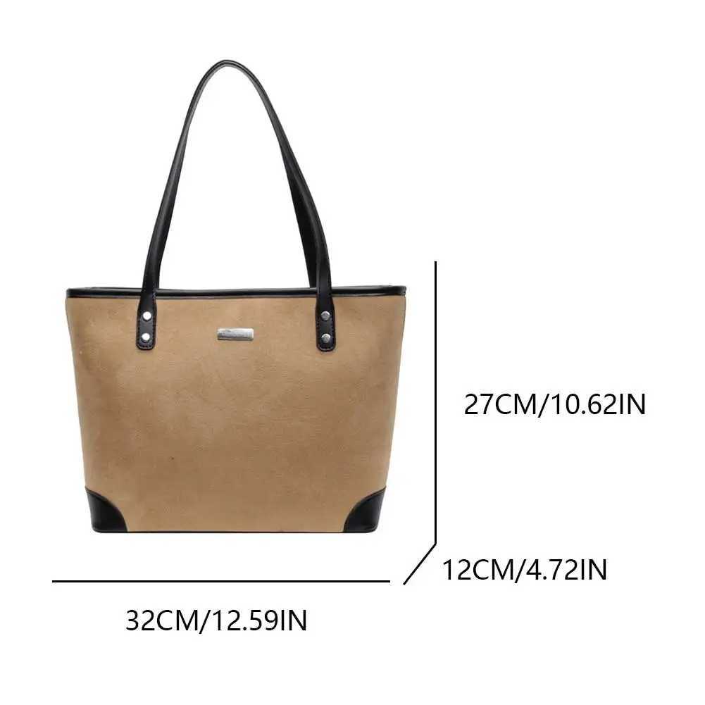 Ladies Faux Suede Tote Bag Large Capacity Shoulder Satchel Zipper Handbag Slouchy for Shopping Travel Work 241018